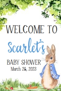 235 Peter Rabbit Baby Shower Welcome Sign 24x36: 235 Peter Rabbit Baby Shower Welcome Sign