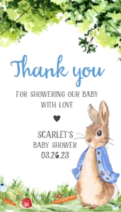 235 Peter Rabbit Baby Shower Favor Tag with Line: 235 Peter Rabbit Baby Shower Favor Tag