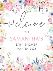 236 Baby in Bloom Baby Shower Welcome Sign 18x24: 236 Baby in Bloom Baby Shower Welcome Sign