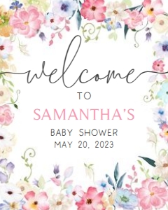 236 Baby in Bloom Baby Shower Welcome Sign 16x20: 236 Baby in Bloom Baby Shower Welcome Sign