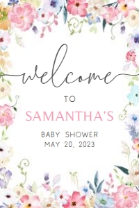 236 Baby in Bloom Baby Shower Welcome Sign 24x36: 236 Baby in Bloom Baby Shower Welcome Sign