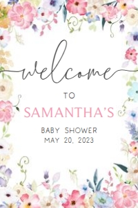 236 Baby in Bloom Baby Shower Welcome Sign 20x30: 236 Baby in Bloom Baby Shower Welcome Sign