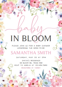 236 Baby in Bloom Baby Shower Invitation: 236 Baby in Bloom Baby Shower Invitation