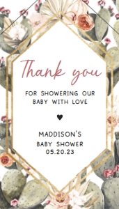 237 Cactus Baby Shower Favor Tag with Line: 237 Cactus Baby Shower Favor Tag