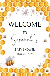 238 Bee Baby Shower Welcome Sign 20x30: 238 Bee Baby Shower Welcome Sign