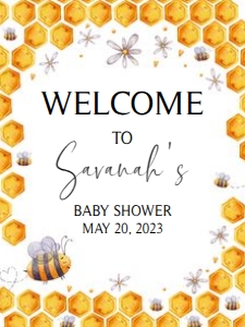 238 Bee Baby Shower Welcome Sign 18x24: 238 Bee Baby Shower Welcome Sign