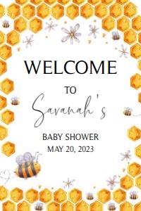 238 Bee Baby Shower Welcome Sign 24x36: 238 Bee Baby Shower Welcome Sign
