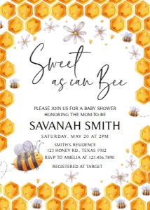 238 Bee Baby Shower Invitation: 238 Bee Baby Shower Invitation Set