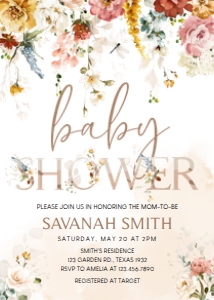 240 Garden Flowers Baby Shower Invitation Set design preview