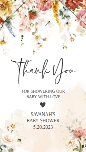 240 Garden Flowers Baby Shower Favor Tag with Line: 240 Garden Flowers Baby Shower Favor Tag
