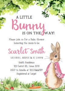 241 Pink Peter Rabbit Baby Shower Invitation: 241 Pink Peter Rabbit Baby Shower Invitation