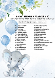 231 Blue Elephant Baby Shower Games Bundle 2: 231 Blue Elephant Baby Shower Games