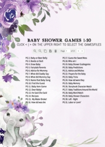 228 Purple Spring Floral Elephant Baby Shower Games Bundle 2: 228 Purple Spring Floral Elephant Baby Shower Games