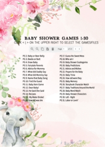 224 Pink Spring Floral Elephant Baby Shower Games Bundle 2: 224 Pink Spring Floral Elephant Baby Shower Games