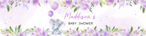 243 Purple Balloon Elephant Baby Shower Bottle Label: 243 Purple Balloon Elephant Baby Shower Bottle Label