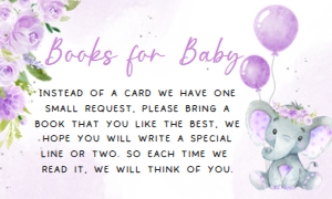 243 Purple Balloon Baby Shower Books for Baby: 243 Purple Balloon Elephant Baby Shower Invitation Set