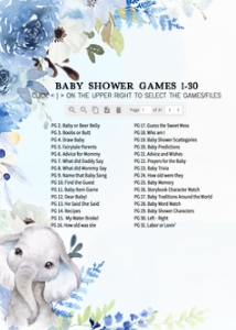 226 Blue Spring Floral Elephant Baby Shower Games Bundle 2: 226 Blue Spring Floral Elephant Baby Shower Games