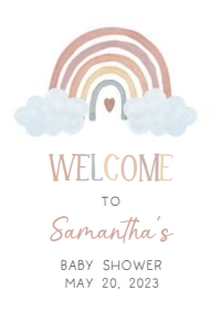 252 Boho Rainbow Baby Shower Welcome Sign 24x36: 252 Boho Rainbow Baby Shower Welcome Sign
