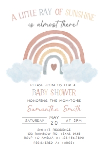 252 Boho Rainbow Baby Shower Invitation: 252 Boho Rainbow Baby Shower Invitation