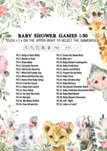 223 Pink Floral Safari Animals Baby Shower Games Bundle 2: 223 Pink Floral Safari Animals Baby Shower Games