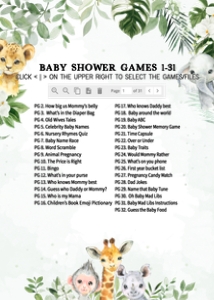 225 Jungle Safari Animals Baby Shower Games Bundle 1: 225 Jungle Safari Animals Baby Shower Games