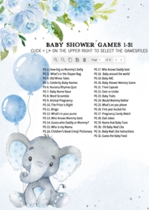 231 Blue Elephant Baby Shower Games Bundle 1: 231 Blue Elephant Baby Shower Games