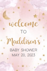 256 Pink Twinkle Twinkle Little Star Baby Shower Welcome Sign 20x30: 256 Pink Twinkle Twinkle Little Star Baby Shower Welcome Sign