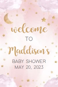 256 Pink Twinkle Twinkle Little Star Baby Shower Welcome Sign 24x36: 256 Pink Twinkle Twinkle Little Star Baby Shower Welcome Sign