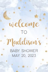 258 Blue Twinkle Twinkle Little Star Baby Shower Welcome Sign 24x36: 258 Blue Twinkle Twinkle Little Star Baby Shower Welcome Sign