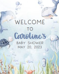 260 Under the Sea Baby Shower Welcome Sign 16x20: 260 Under the Sea Baby Shower Welcome Sign