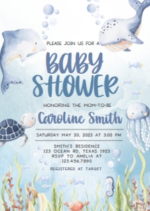 260 Under the Sea Baby Shower Invitation: 260 Under the Sea Baby Shower Invitation Set