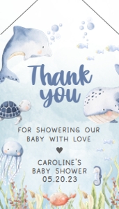 260 Under the Sea Baby Shower Favor Tags with Line: 260 Under the Sea Baby Shower Favor Tag
