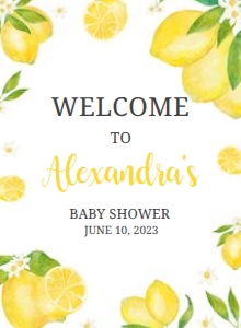 264 Lemon Baby Shower Welcome Sign 11x15: 264 Lemon Baby Shower Welcome Sign