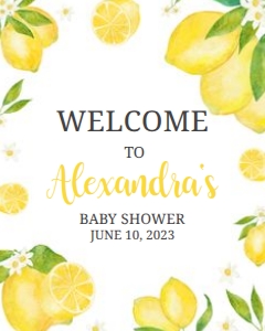 264 Lemon Baby Shower Welcome Sign 16x20: 264 Lemon Baby Shower Welcome Sign