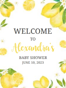 264 Lemon Baby Shower Welcome Sign 18x24: 264 Lemon Baby Shower Welcome Sign