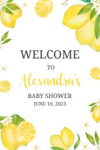 264 Lemon Baby Shower Welcome Sign 20x30: 264 Lemon Baby Shower Welcome Sign
