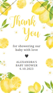 264 Lemon Baby Shower Favor Tag with Line: 264 Lemon Baby Shower Favor Tag