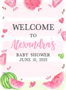 266 Pink Watermelon Baby Shower Welcome Sign 11x15: 266 Pink Watermelon Baby Shower Mega Bundle