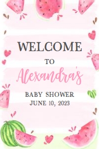 266 Pink Watermelon Baby Shower Welcome Sign 20x30: 266 Pink Watermelon Baby Shower Mega Bundle
