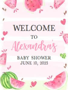 266 Pink Watermelon Baby Shower Welcome Sign 18x24: 266 Pink Watermelon Baby Shower Mega Bundle