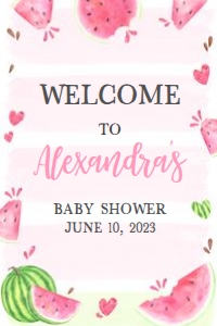 266 Pink Watermelon Baby Shower Welcome Sign 24x36: 266 Pink Watermelon Baby Shower Mega Bundle
