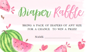 266 Pink Watermelon Baby Shower Diaper Raffle: 266 Pink Watermelon Baby Shower Invitation Set