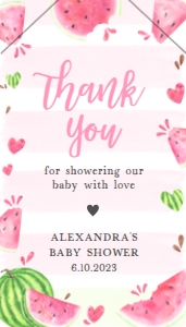 266 Pink Watermelon Baby Shower Favor Tag with Line: 266 Pink Watermelon Baby Shower Mega Bundle