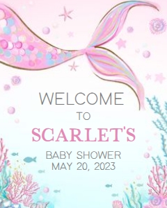 268 Mermaid Baby Shower Welcome Sign 16x20: 268 Mermaid Baby Shower Welcome Sign