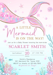 268 Mermaid Baby Shower Invitation: 268 Mermaid Baby Shower Invitation Set