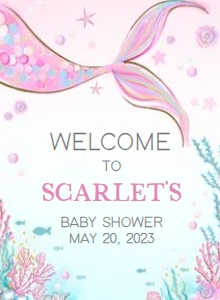 268 Mermaid Baby Shower Welcome Sign 11x15: 268 Mermaid Baby Shower Welcome Sign