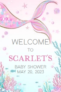 268 Mermaid Baby Shower Welcome Sign 20x30: 268 Mermaid Baby Shower Welcome Sign
