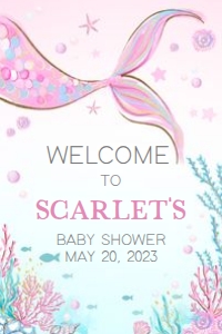 268 Mermaid Baby Shower Welcome Sign 24X36: 268 Mermaid Baby Shower Welcome Sign