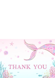 268 Mermaid Baby Shower Thank You Card: 268 Mermaid Baby Shower Invitation Set