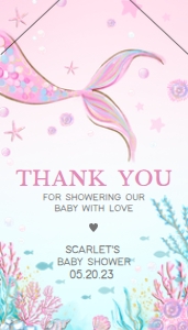 268 Mermaid Baby Shower Favor Tag with Line: 268 Mermaid Baby Shower Favor Tag